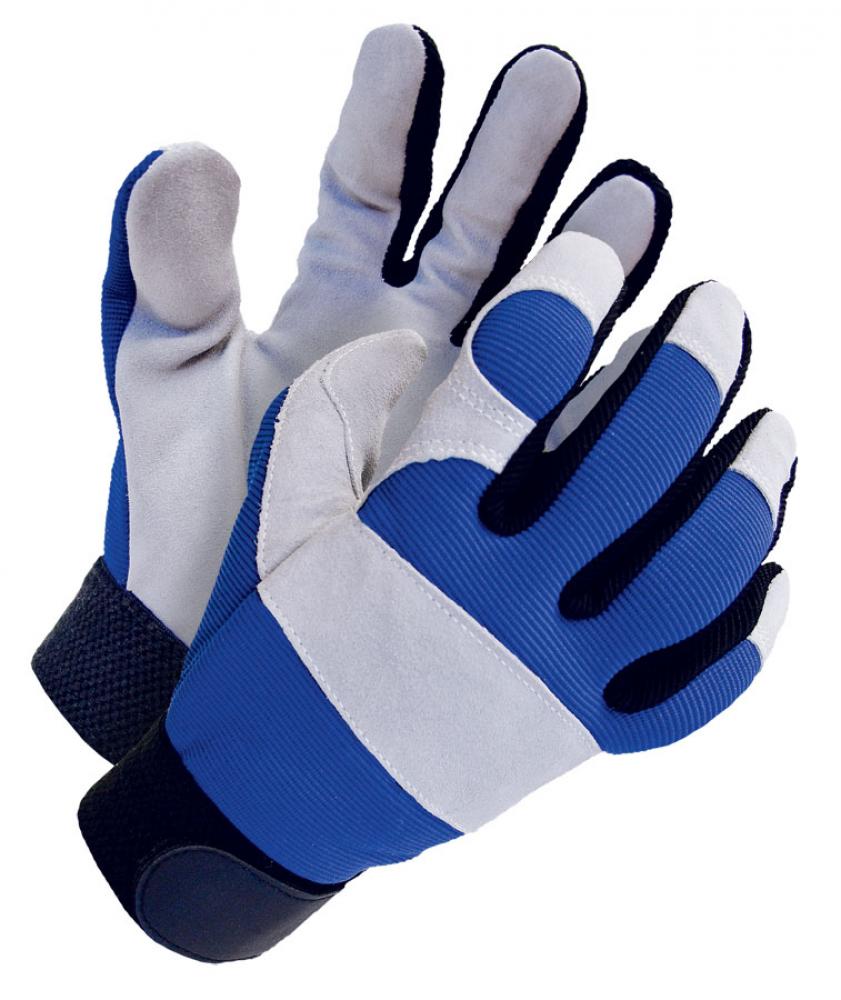 Mechanics Glove Split Leather Palm Blue/Grey