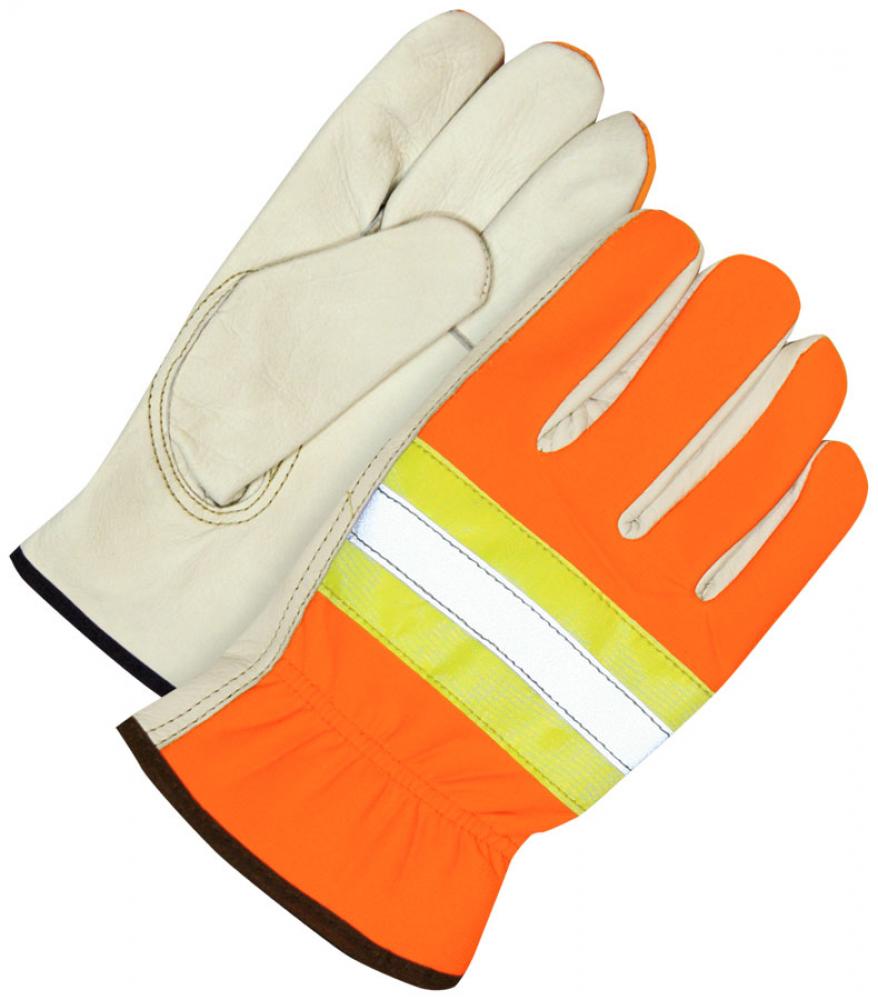 Grain Cowhide Driver Hi-Viz Spandex Back Orange