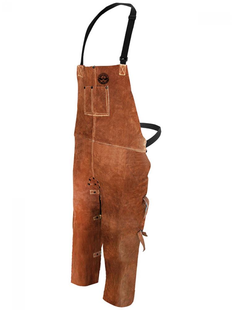 Welding Apron Leather Split Leg Bib Apron 24x48 Brown