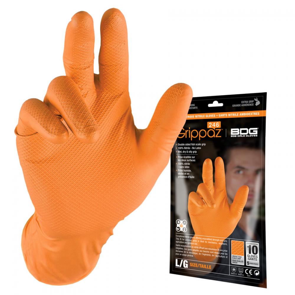 Grippaz Orange Nitrile Disposable 6mil Packs