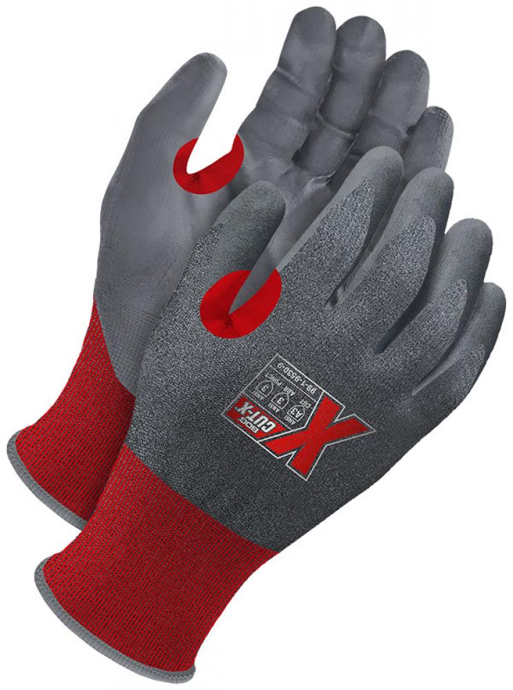 Red 21G Seamless Knit Cut Resistant Grey NBR Palm w/ Touchscreen