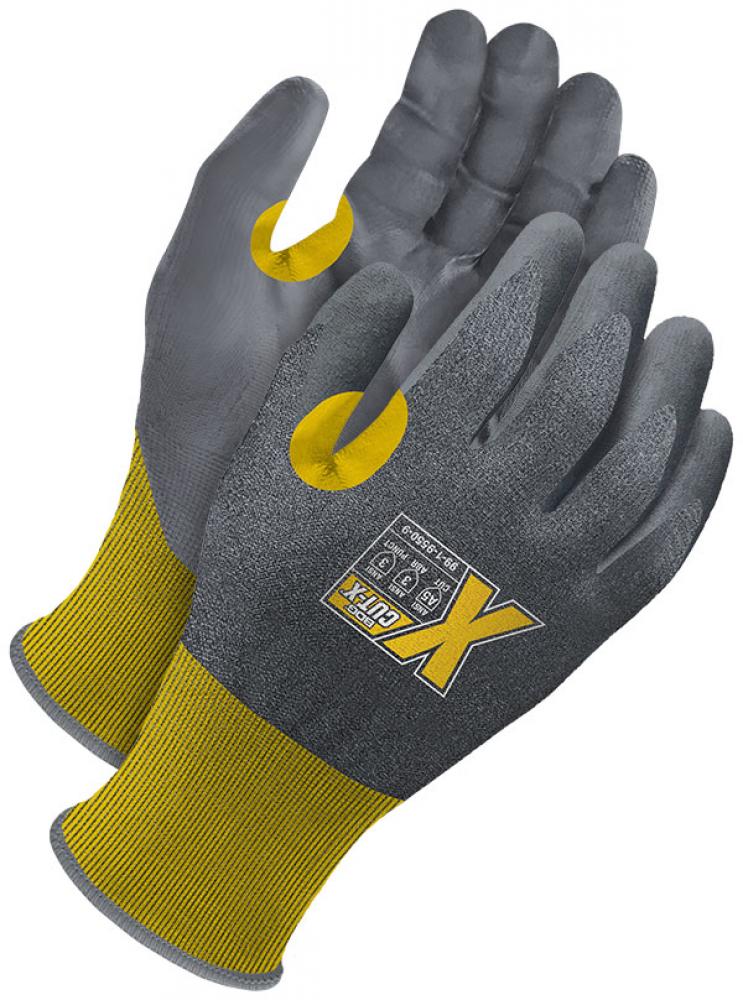 Yellow 21G Seamless Knit Cut Resistant Grey NBR Palm w/ Touchscreen