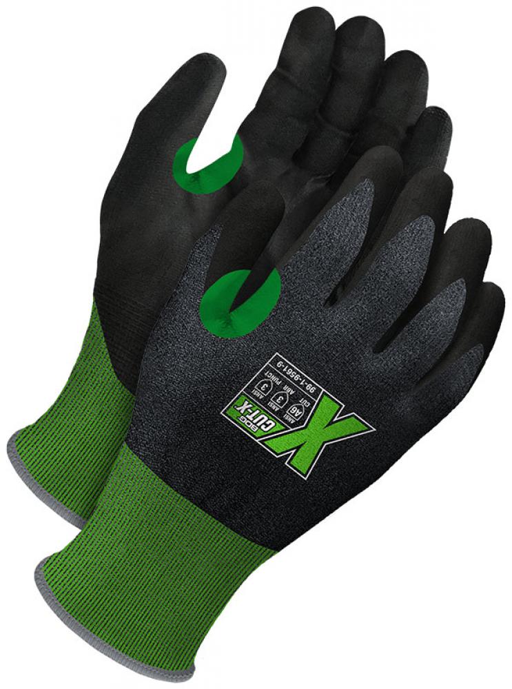 Green 21G Seamless Knit Cut Resistant Black PU Palm w/ Touchscreen