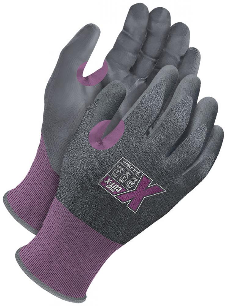 Purple 21G Seamless Knit Cut Resistant Grey NBR Palm w/ Touchscreen