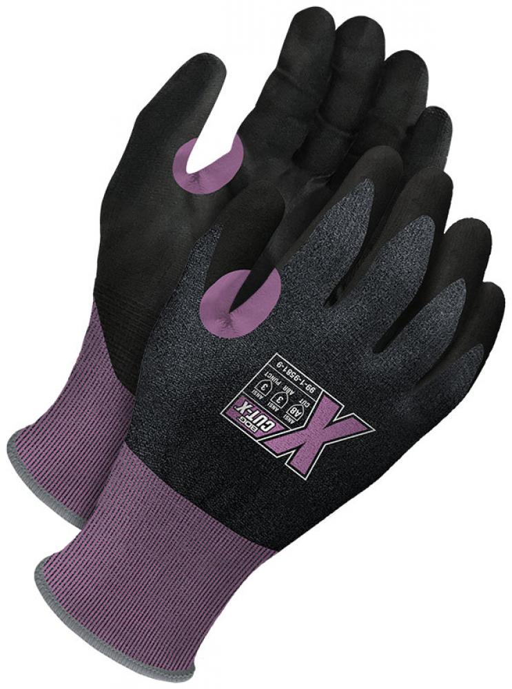 Purple 21G Seamless Knit Cut Resistant Black PU Palm w/ Touchscreen