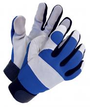 Bob Dale Gloves & Imports Ltd 20-1-1200-X2L - Mechanics Glove Split Leather Palm Blue/Grey