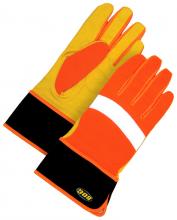 Bob Dale Gloves & Imports Ltd 20-1-1250-S - Performance Grain Goatskin Gauntlet Crossover Hi-Viz Orange