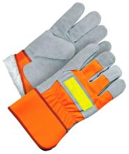 Bob Dale Gloves & Imports Ltd 30-9-1003 - Fitter Glove Split Cowhide Lined Pile Hi-Viz Orange