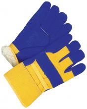 Bob Dale Gloves & Imports Ltd 30-9-428A - Fitter Glove Split Cowhide Lined Pile Blue/Gold Ladies