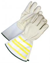 Bob Dale Gloves & Imports Ltd 60-1-1280-S - Water Repellent Grain Cowhide Utility Glove Hi-Viz Gauntlet