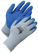 Bob Dale Gloves & Imports Ltd 99-1-275BP-9 - Seamless Knit Grey Poly-Cotton Blue Crinkle Latex Palm