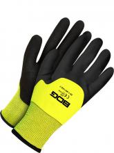Bob Dale Gloves & Imports Ltd 99-1-9611KD-9 - Seamless Knit Hi-Viz Yellow Nylon 15G Nitrile Knuckle Dip