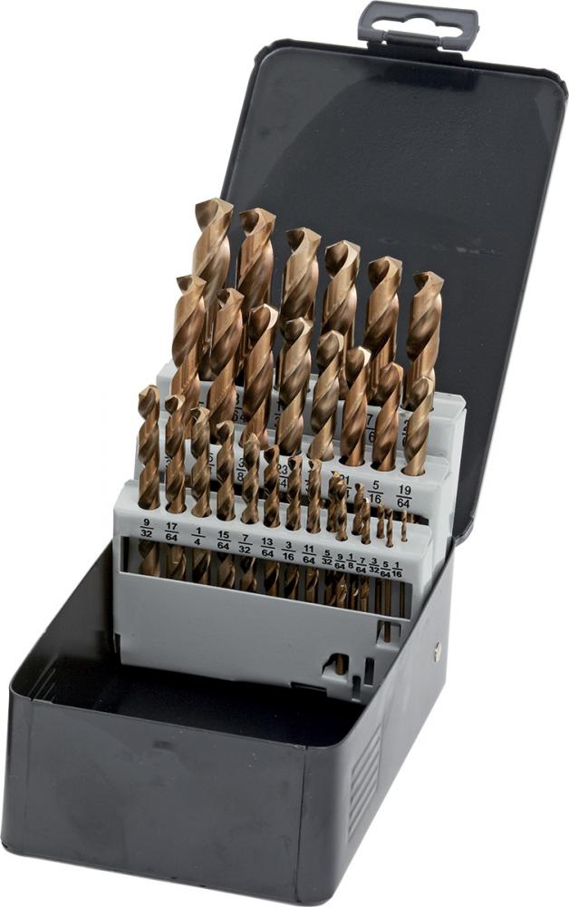 29-PC FRACTIONAL DRILL BIT SET, 1/16&#34; TO 1/2&#34; BY 64&#34;, METAL CASE