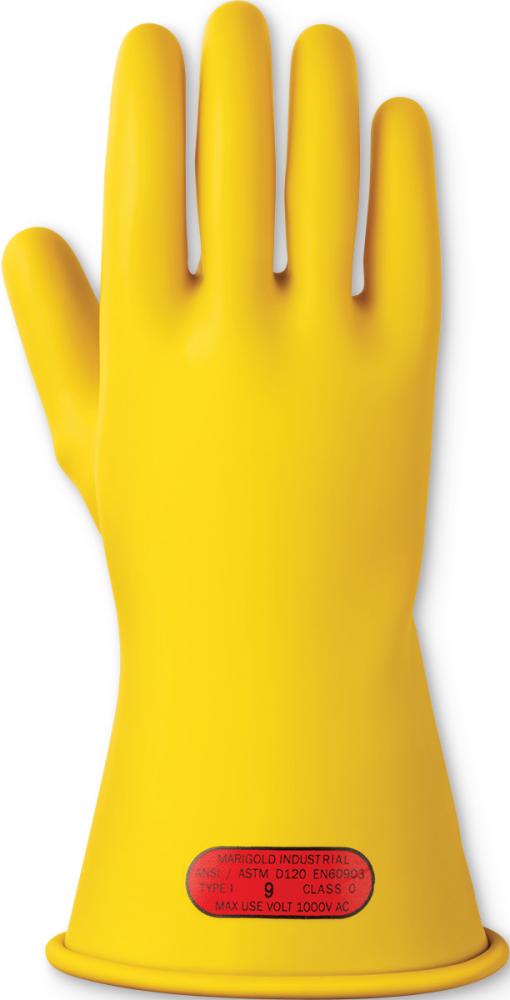 CLASS 0, ELECTRICAL RUBBER INSULATING GLOVES, YELLOW, SIZE 8