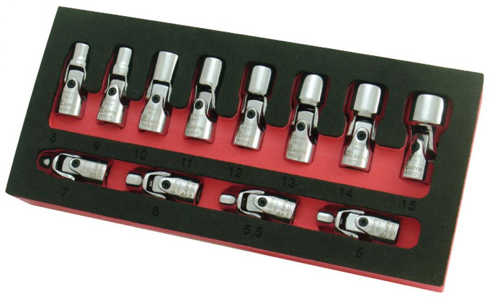 12PC. 1/4&#34; DR FLEX SOCKET SET - 6 POINT - METRIC