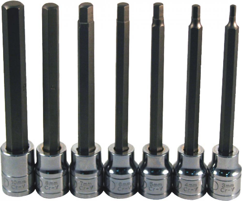 7PC XL METRIC HEX BIT SCKT SET