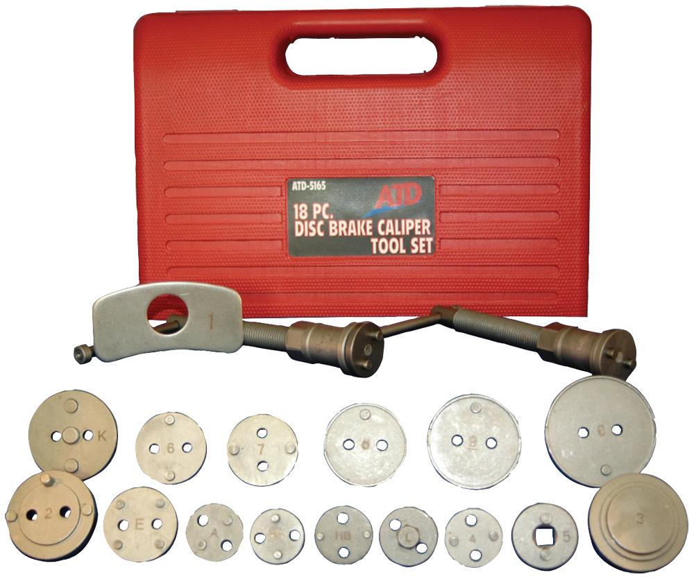 18 PC. DISC BRAKE CALIPER TOOL SET FOR MOST DOMESTIC AND IMPORT 2WD & 4WD VEHICLES