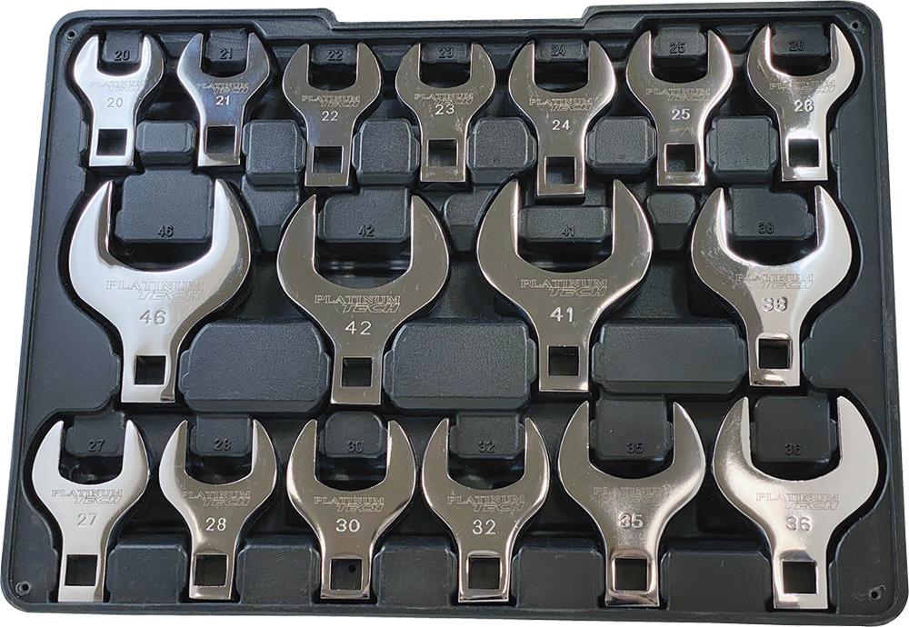 17-PC METRIC 1/2&#34; DRIVE JUMBO CROWFOOT WRENCH SET, 20MM - 46MM