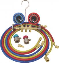 G2S ATD-3694 - R12/R134A DELUXE DUAL BRASS A/C MANIFOLD GAUGE SET, (3) 60" HOSES