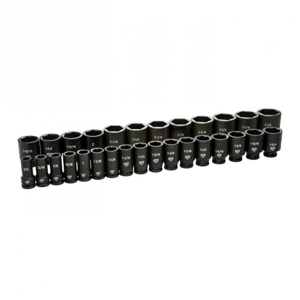 29 Pc. 3/4&#34; Drive 6 Point SAE Deep Impact Socket Set