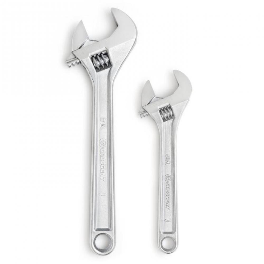 2 Pc. 8, 12&#34; Chrome Adjustable Wrench Set, Second Generation