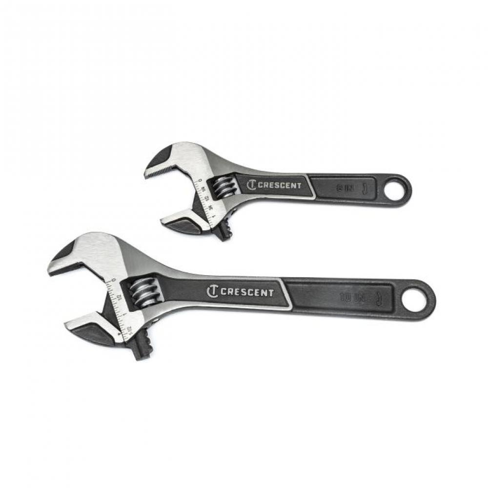 2 Pc. Wide Jaw Adjustable Wrench Set 6&#34; & 10&#34;