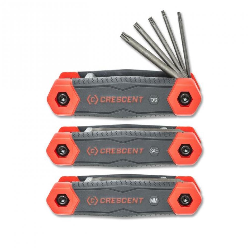 3 Pc. Folding Hex Key Set SAE, Metric, Torx®