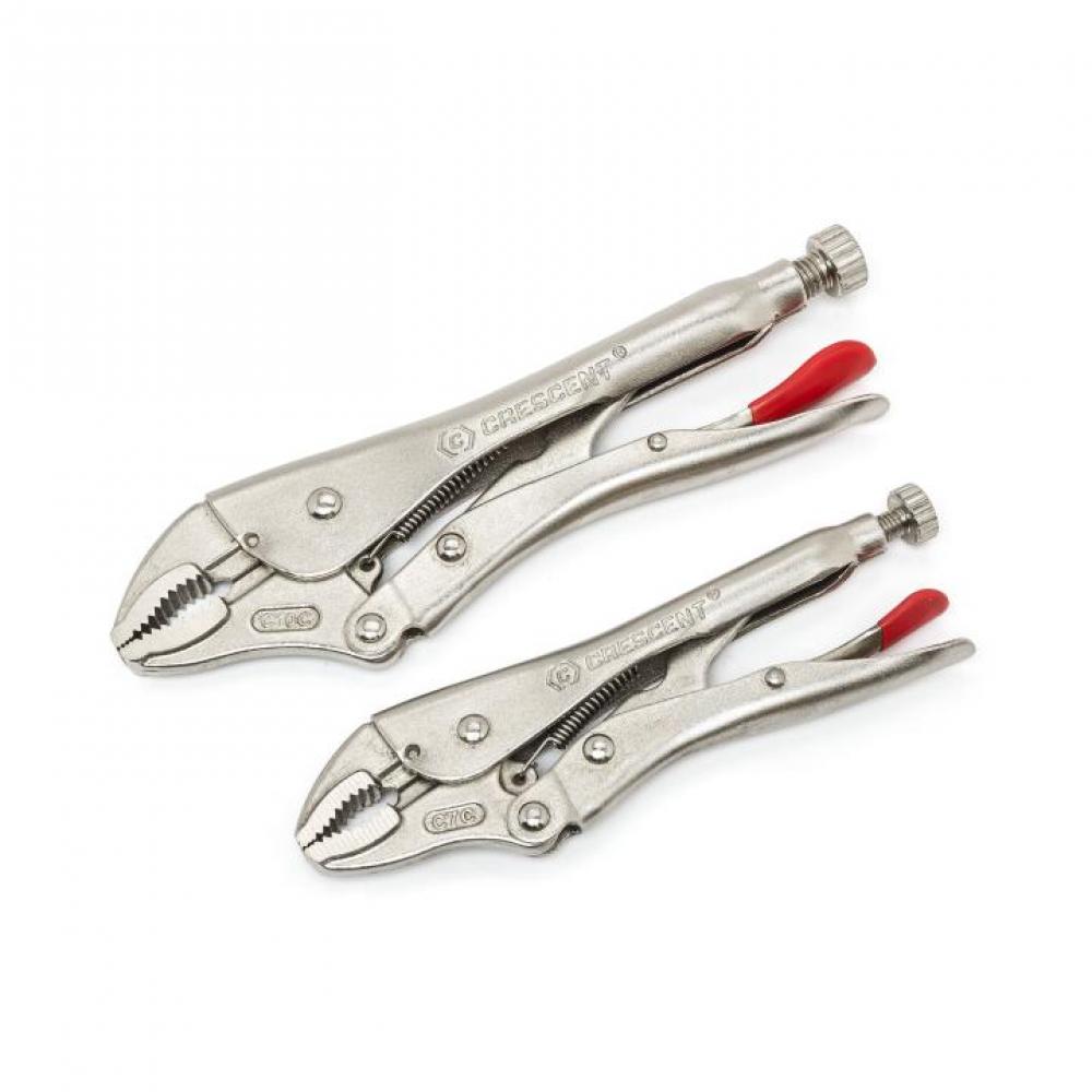 2 Pc. Curved Jaw Locking Pliers with Wire Cutter Set