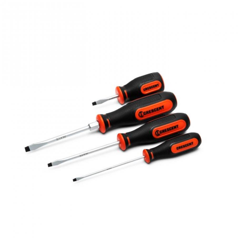 4 Pc. Slotted Dual Material Screwdriver Set