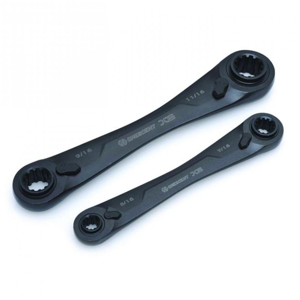 2 Pc. X6™ 4-in-1 Black Oxide Spline Ratcheting SAE Wrench Set