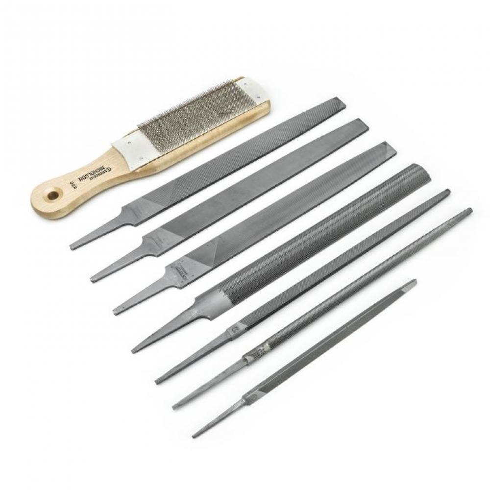 8 Pc. 7&#34; & 10&#34; Machinist&#39;s File Set with Cleaner Card
