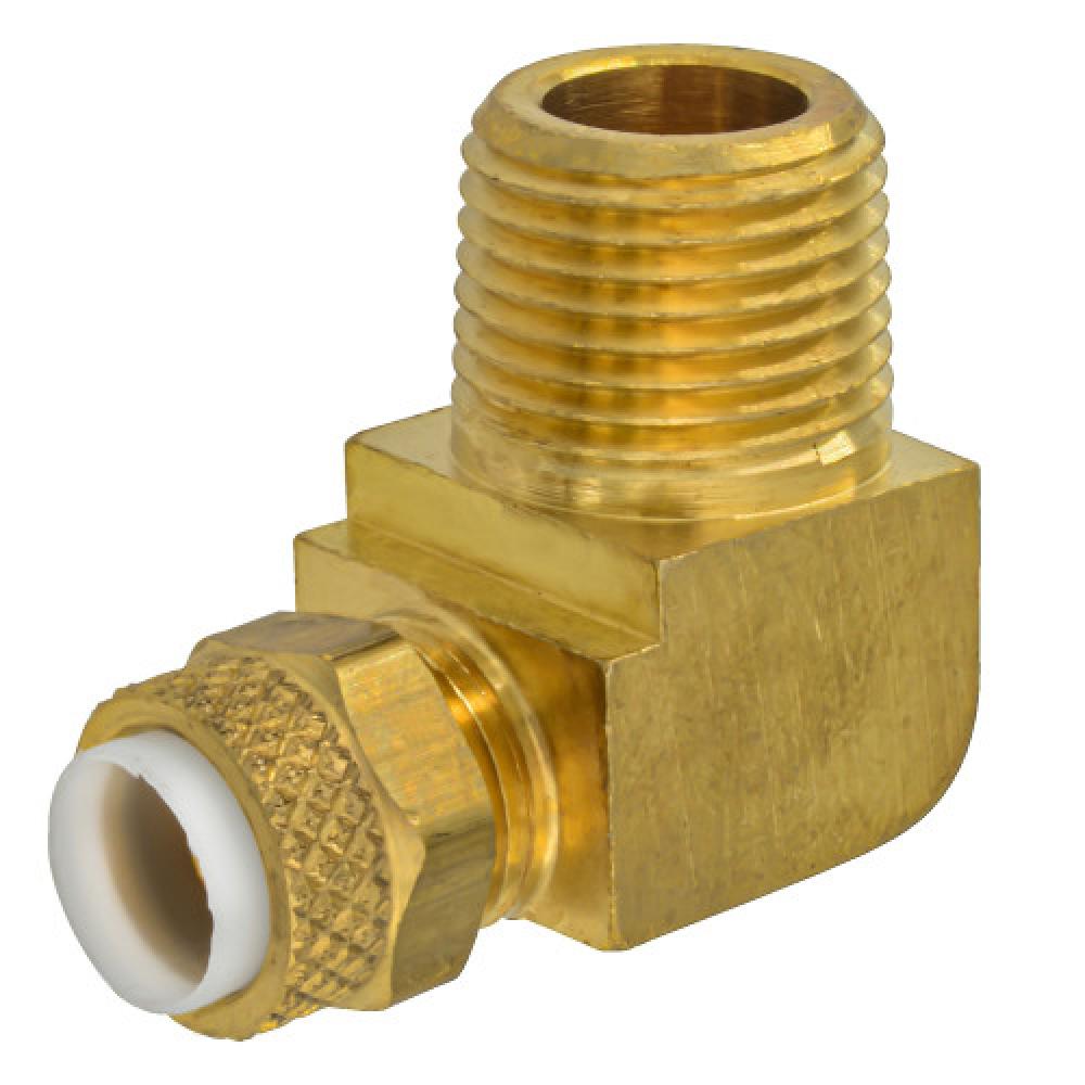 1/4&#34;x3/8&#34; Poly Tube Male Elbow 90° Brass