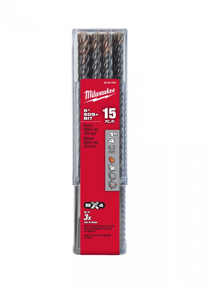 MX4™ 4-Cutter SDS-Plus Rotary Hammer-Drill Bit 1/4 in. x 4 in. x 6 in.