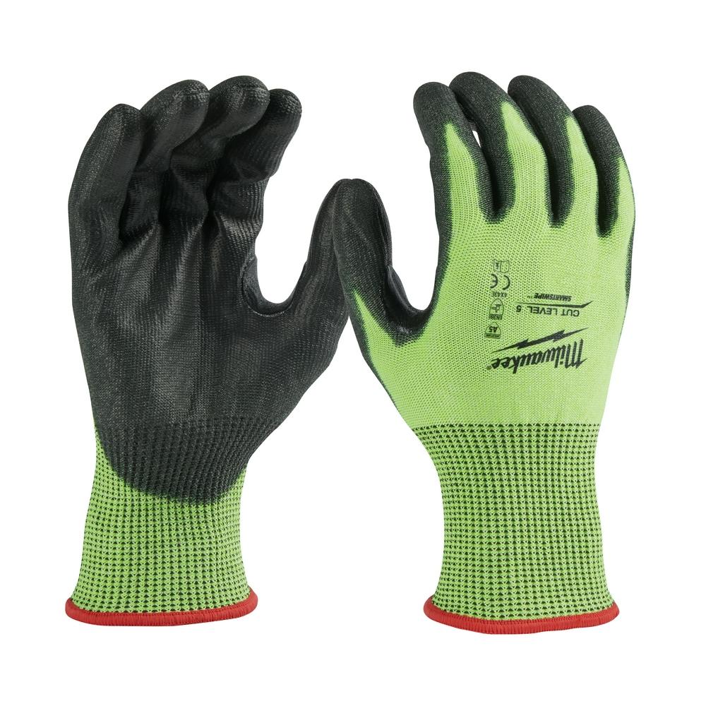 12 Pair High Visibility Cut Level 5 Polyurethane Dipped Gloves - M