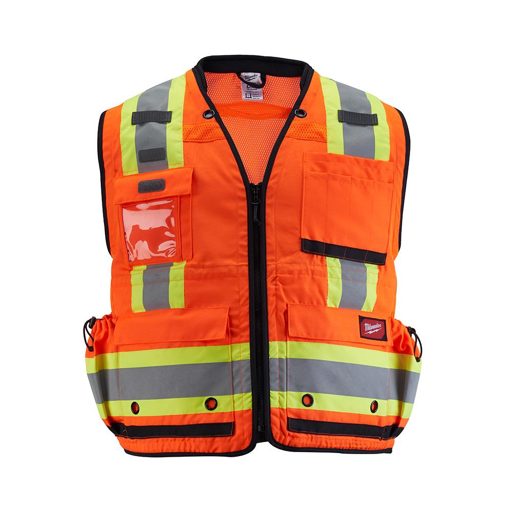 Class 2 Surveyor&#39;s High Visibility Orange Safety Vest - L/XL