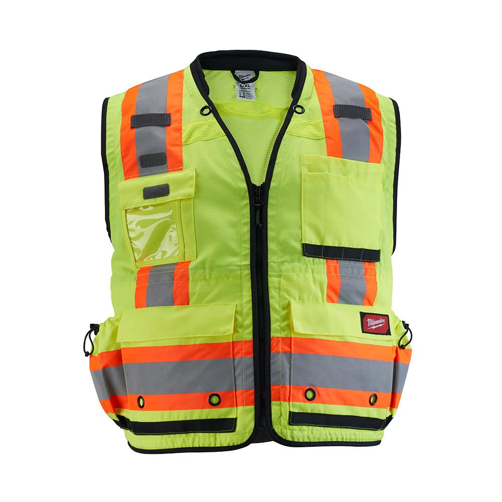 Class 2 Surveyor&#39;s High Visibility Yellow Safety Vest - 2XL/3XL