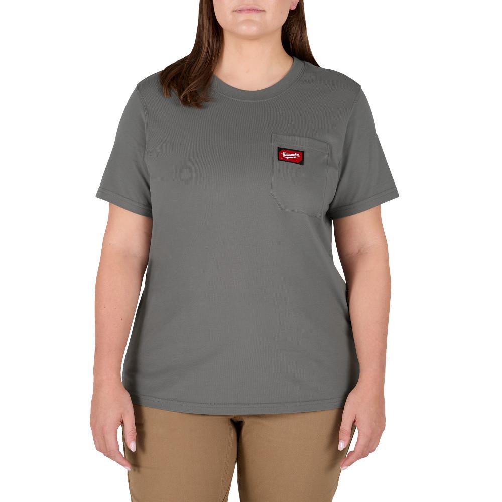 Women&#39;s GRIDIRON™Pocket T-Shirt - Short Sleeve Gray 2X