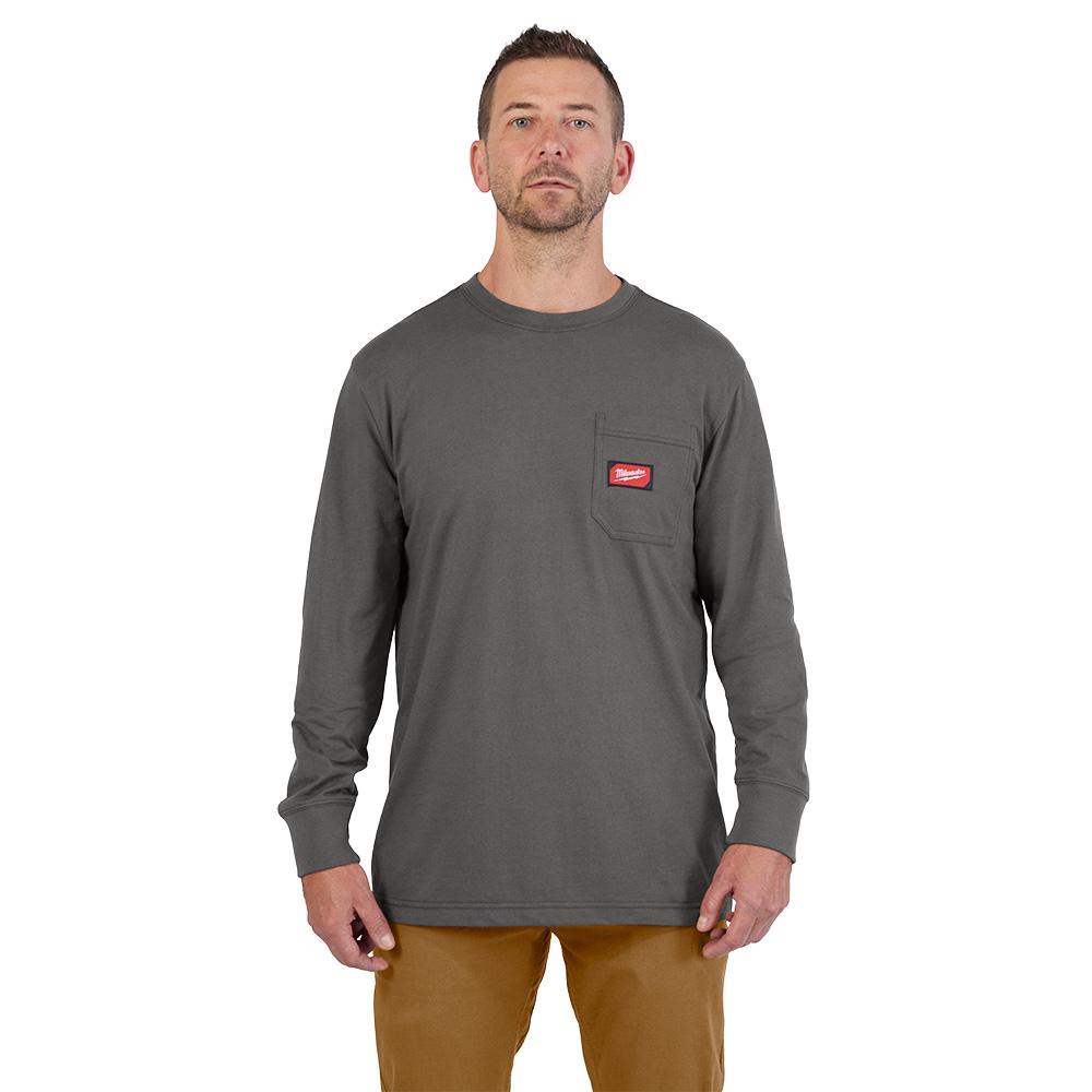 GRIDIRON™ Pocket T-Shirt - Long Sleeve Gray L