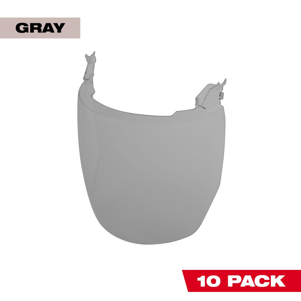 10pk Gray Face Shield Replacement Lenses (No-brim Helmet Only Mount)