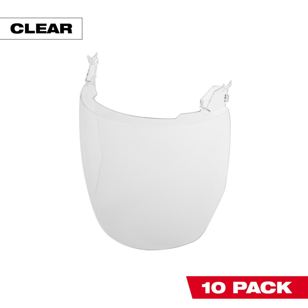 10pk Clear Face Shield Replacement Lenses (No-brim Helmet Only Mount)