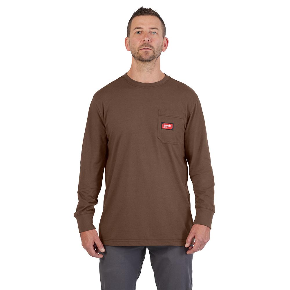 GRIDIRON™ Pocket T-Shirt - Long Sleeve Brown 2X