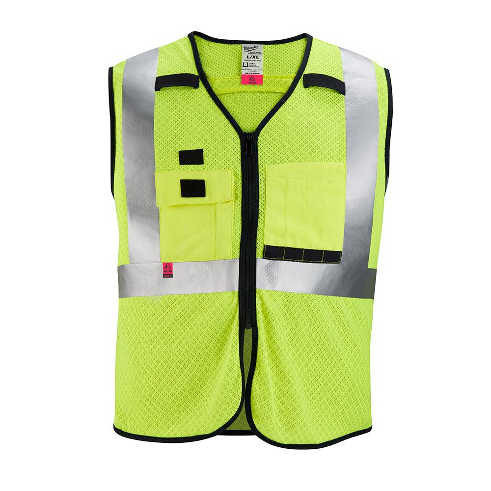 AR/FR Cat. 1 Class 2 High Visibility Yellow Mesh Safety Vest - L/XL