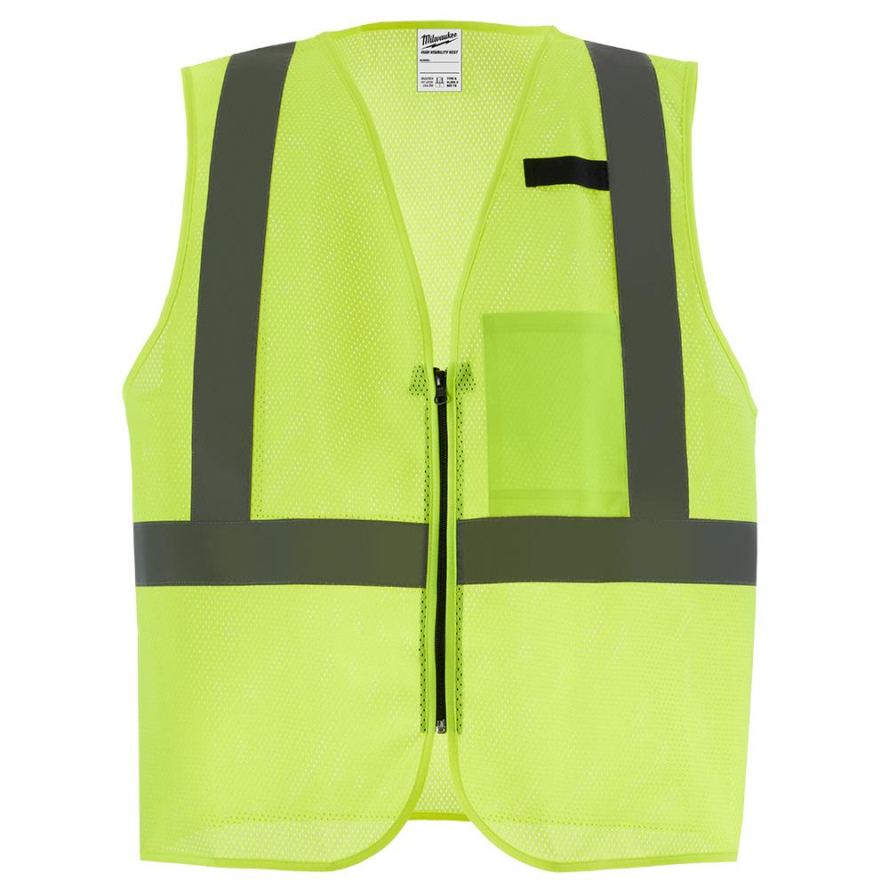 Class 2 High Visibility Yellow Mesh One Pocket Safety Vest - 2X/3X (CSA)