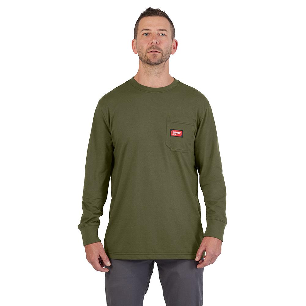 GRIDIRON™ Pocket T-Shirt - Long Sleeve Green 2X