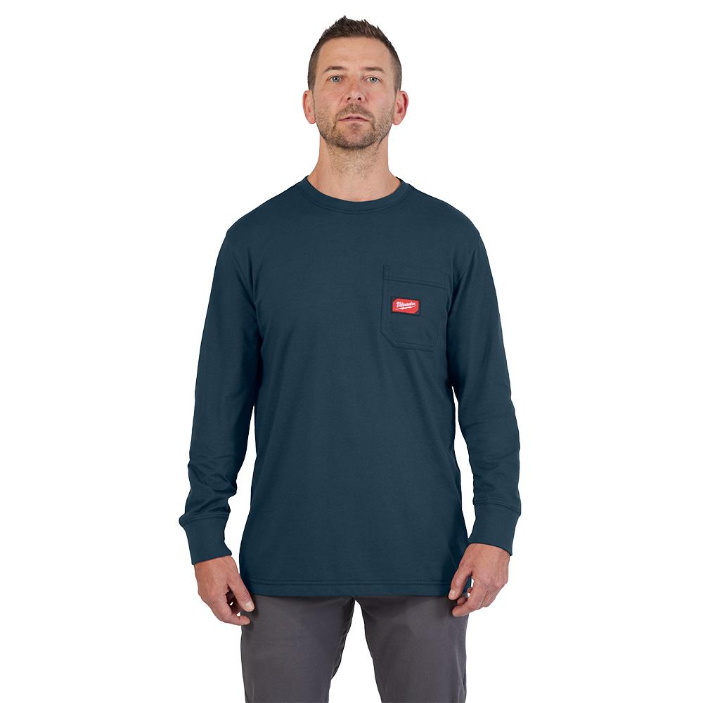 GRIDIRON™ Pocket T-Shirt - Long Sleeve Blue L