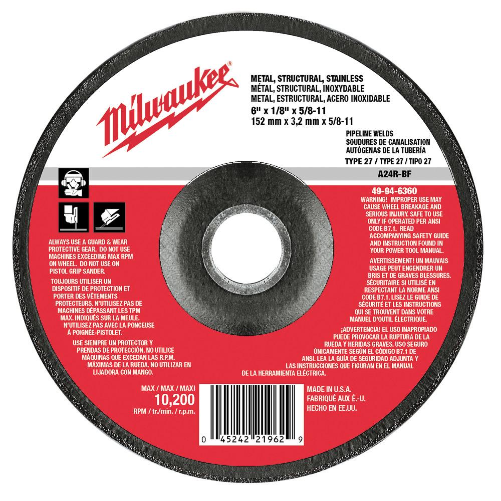 4-1/2 in. x 1/8 in. x 5/8 to 11 in. Grinding Wheel (Type 27)
