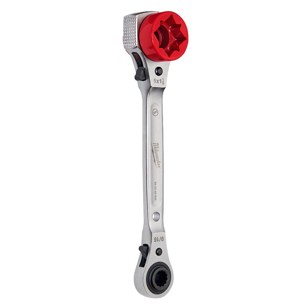 Lineman&#39;s 5in1 Ratcheting Wrench w/ Milled Strike Face