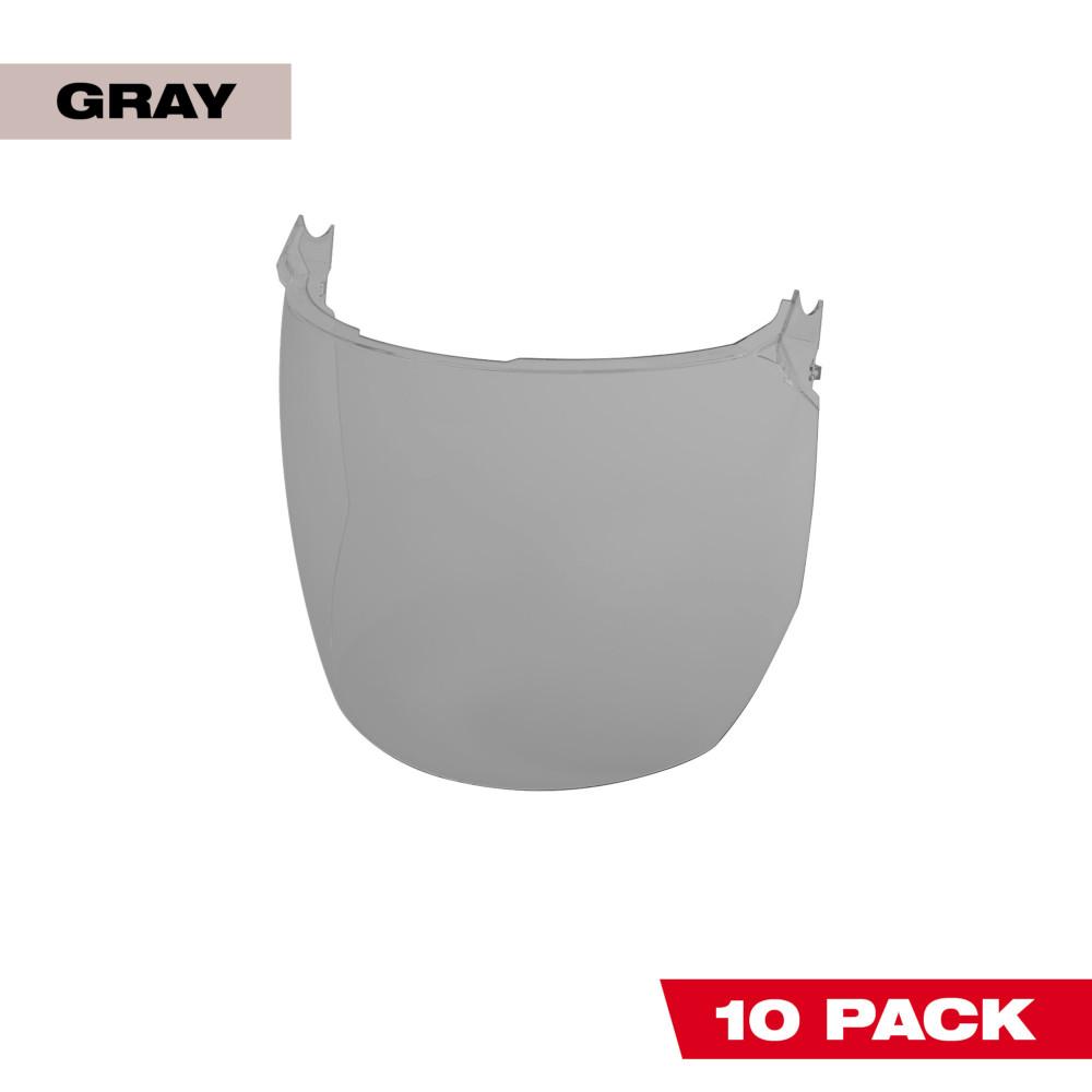10pk Gray Face Shield Replacement Lenses (Helmet & Hard Hat Mount)