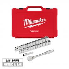 Milwaukee 48-22-9088 - 29pc 3/8" Drive Metric & SAE Ratchet and Socket Set with FOUR FLAT™ SIDES