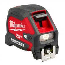 Milwaukee 48-22-0428 - 25ft Compact Wide Blade Magnetic Tape Measure w/ Rechargeable 100L Light